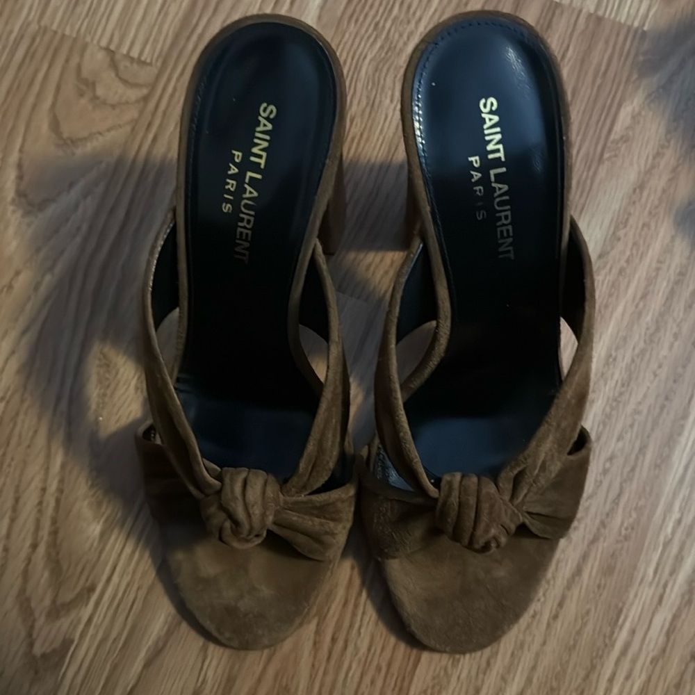 Saint Laurent Dark Brown Suede Heels